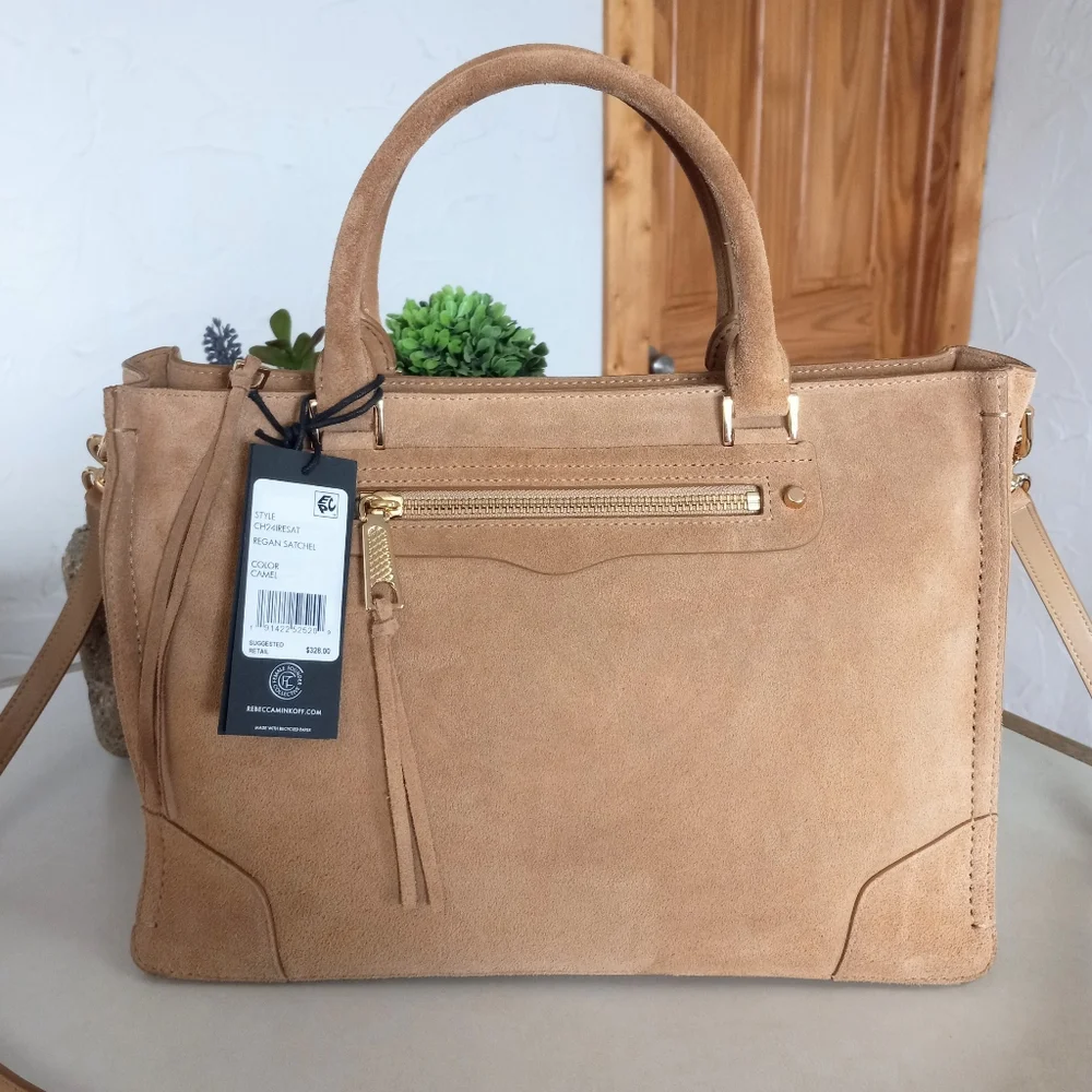 Rebecca Minkoff Suede Regan Satchel, Camel Retail $328